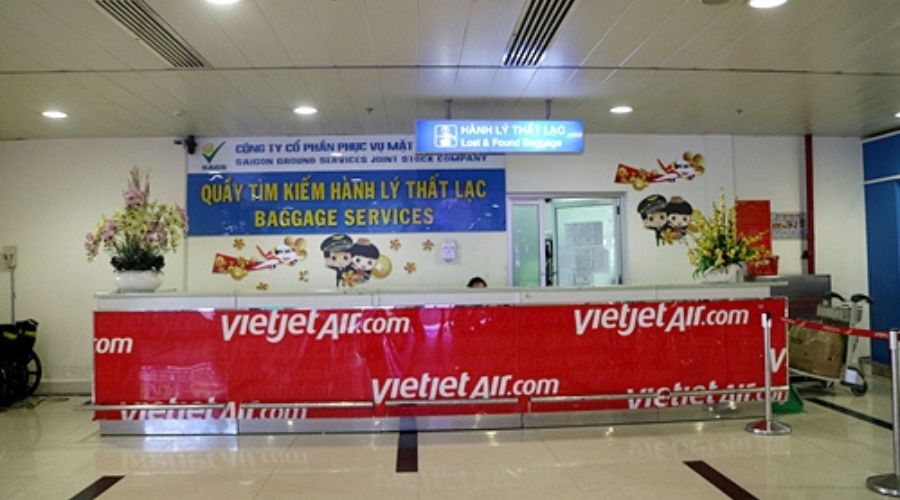 Quầy tìm hành lý thất lạc của Vietjet Air.