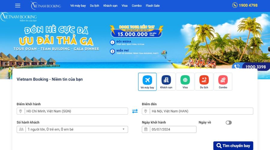 Mua vé máy bay trực tuyến cùng Vietnambooking.