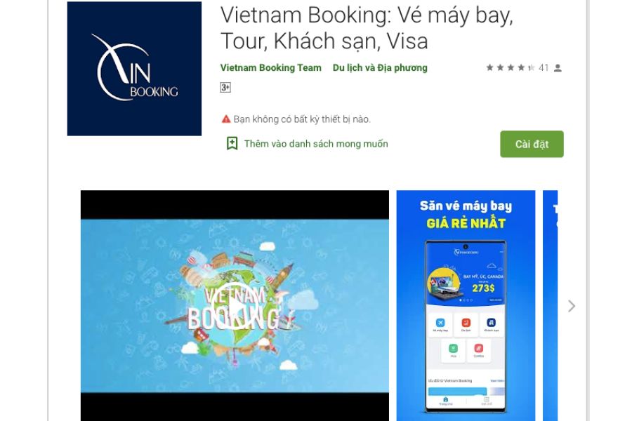 Ứng dụng đặt vé máy bay VietnamBooking.