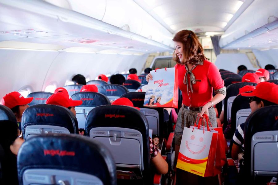 Ghế phổ thông của Vietjet Airs có mức giá rẻ.